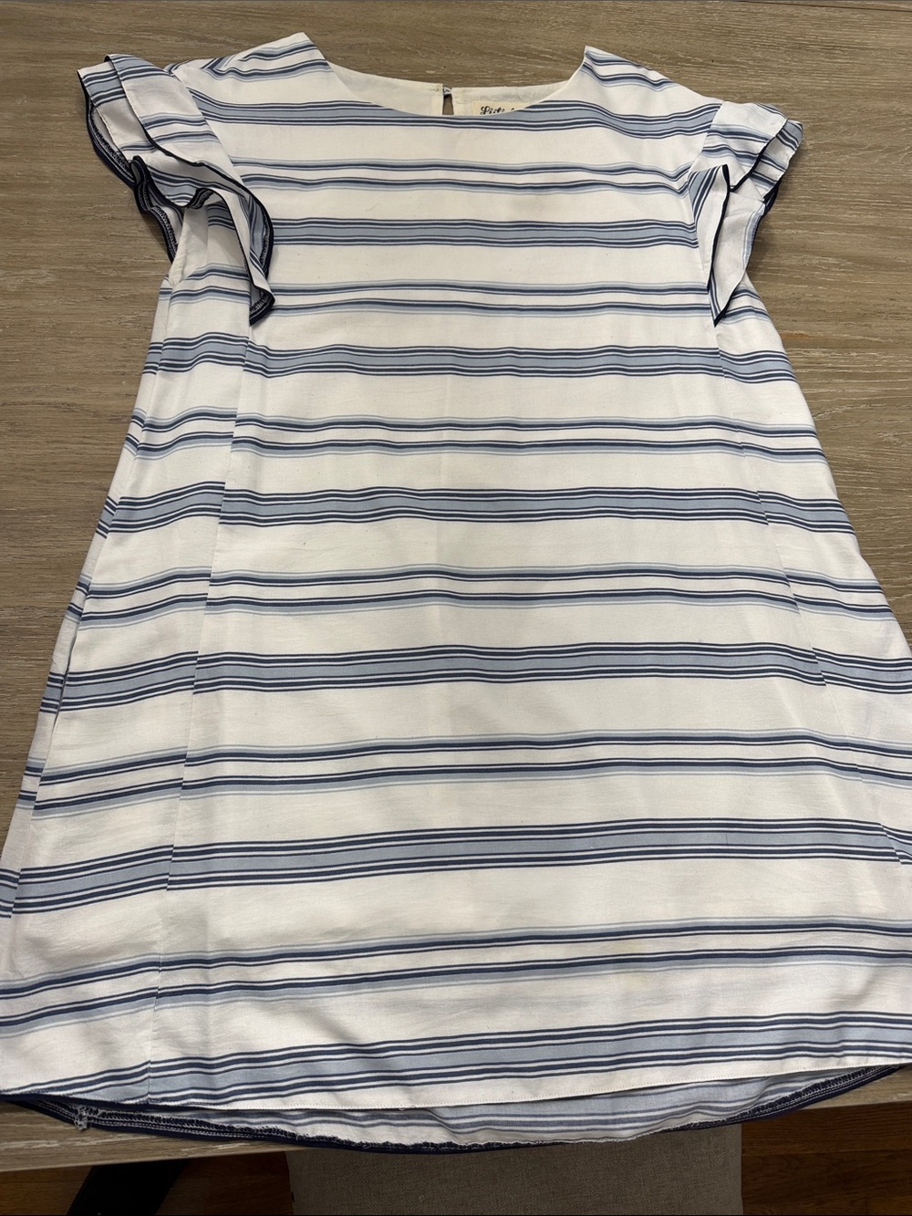 Listicle White and Navy Striped Asymmetrical Dress